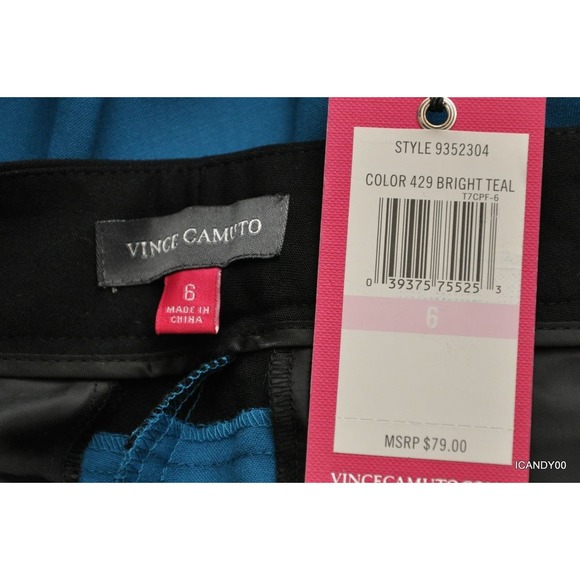 Vince Camuto Colorblock Slim Fit Ankle Pants Trousers Teal/Black Stripe 8/10 Nwt - Picture 5 of 5